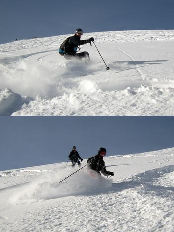 Bonne neige poudreuse, à ski dans la Vallée Blanche