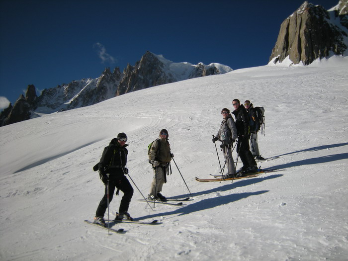 Le groupe au départ de la variante du Rognon à la Vallée Blanche