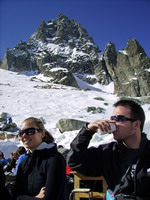 Descente de la Vall�e Blanche � skis repas au refuge du requin