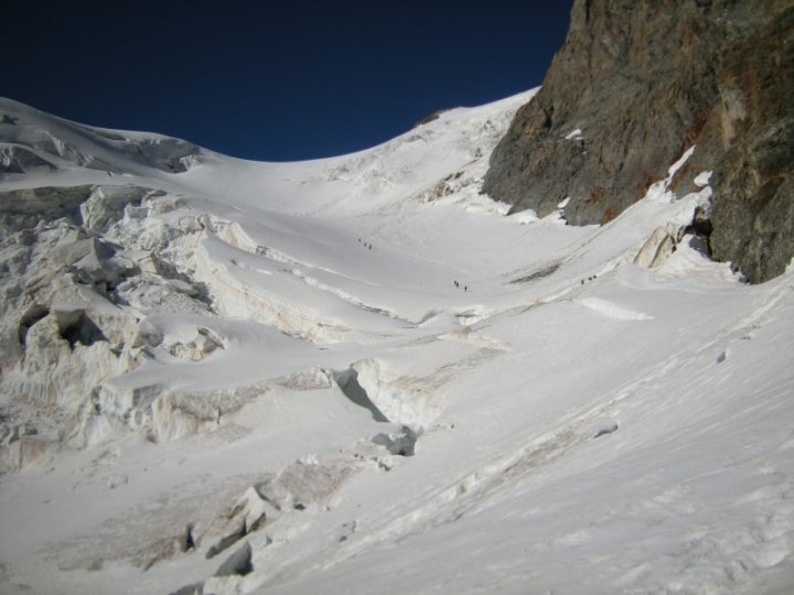 Descente du Pelvoux: le glacier des Violettes