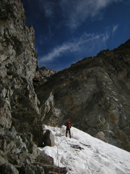 Les rappels pour rejoindre le glacier des Violettes