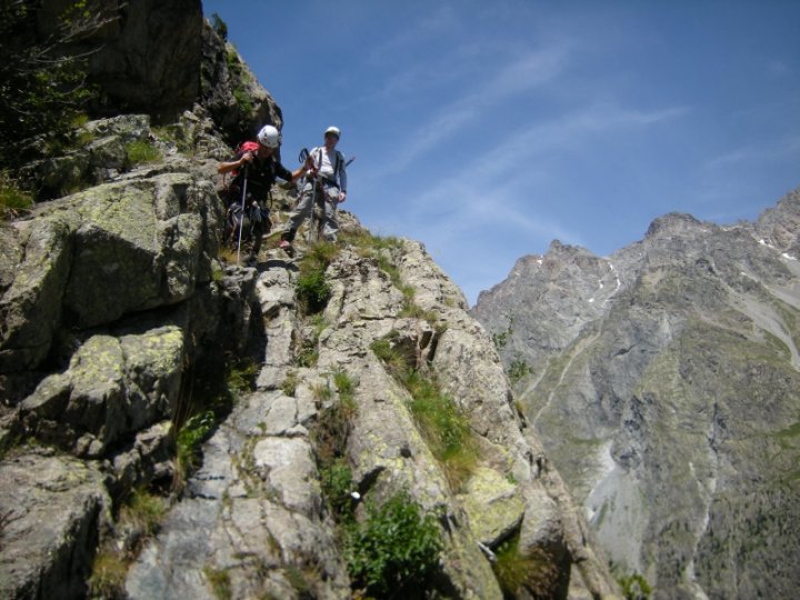 Descente du Pelvoux: les vires d'Ailefroide