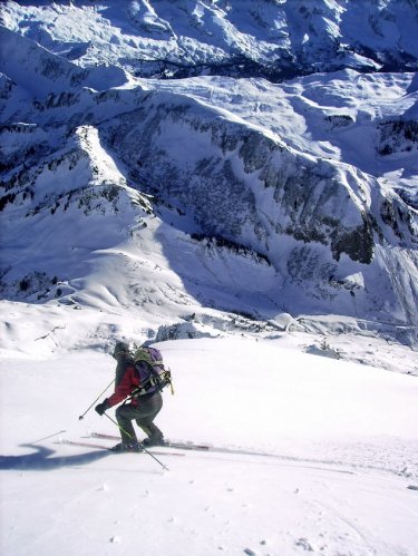 Face sud de la Pointe Blanche à skis