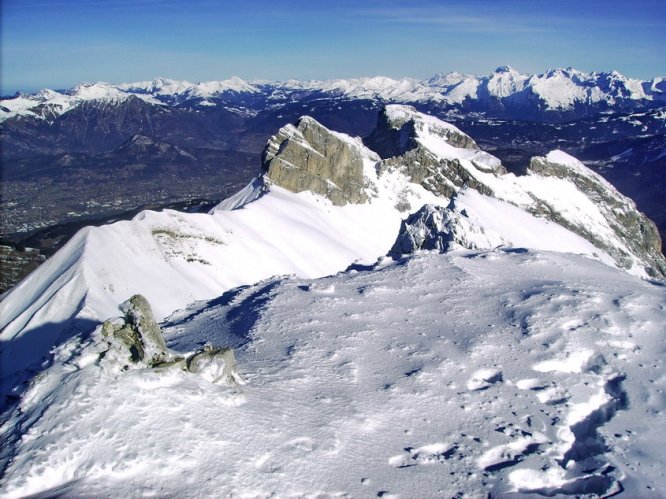 Face sud de la Pointe Blanche à skis