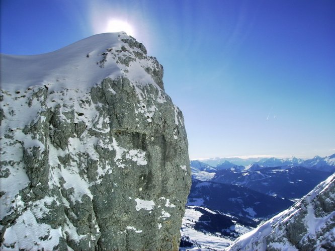 Face sud de la Pointe Blanche à skis