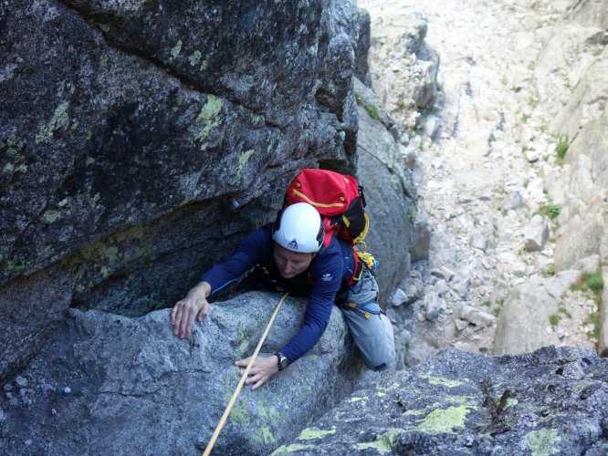 Le premier passage d'escalade, bien typique !