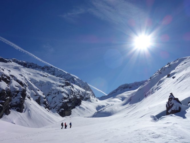 Montée à la pointe Marie à skis