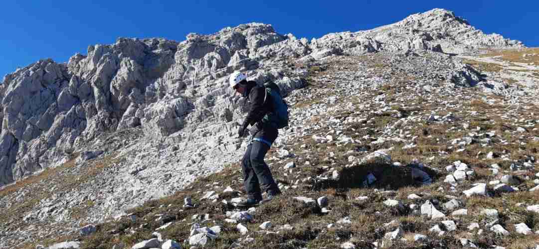 La descente dans la face sud-est