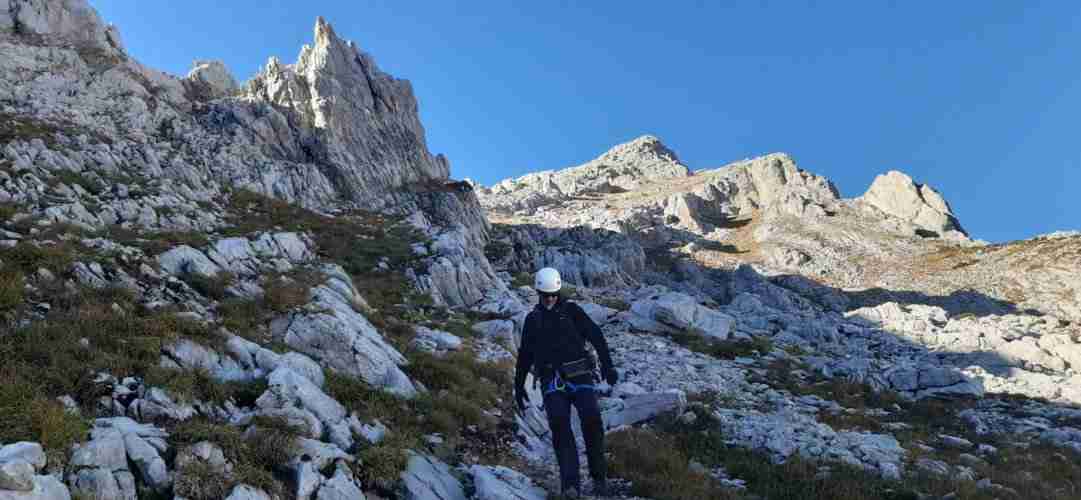 La descente dans la face sud-est