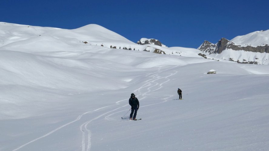 La descente sur le Plan de la Gittaz