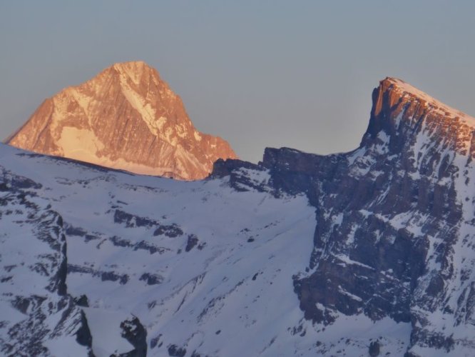 Coucher de soleil sur le Bietschhorn depuis Lämmeren