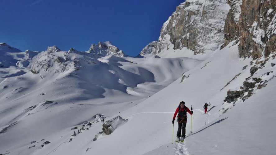 Le passage clé de la montée vers la Becca Traversière