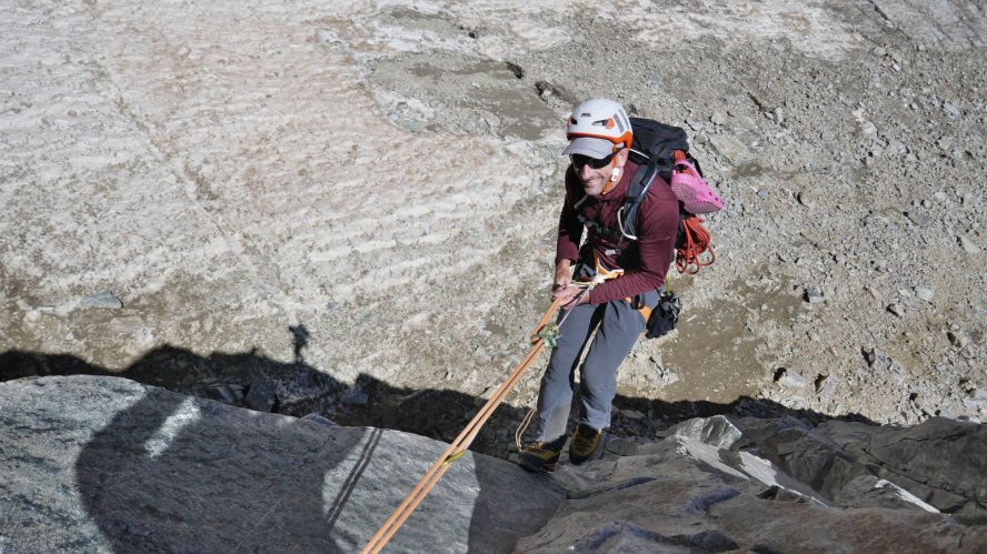 Versant sud de la brèche de la Meije, le rappel