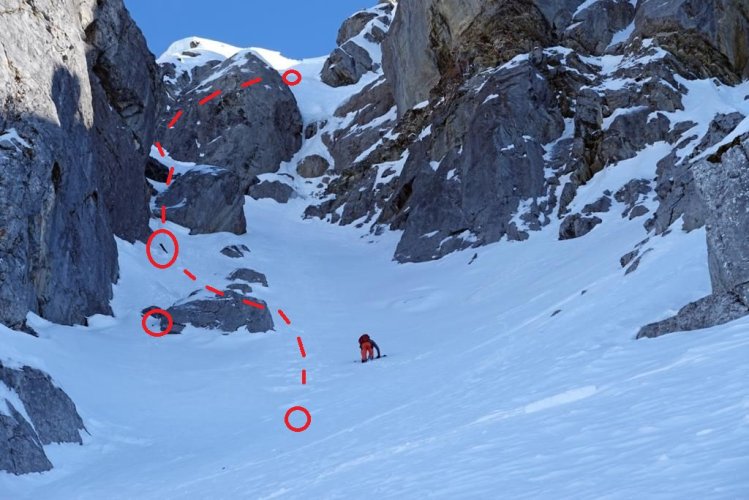 Vue d'en bas, je remonte péniblement chercher mon ski