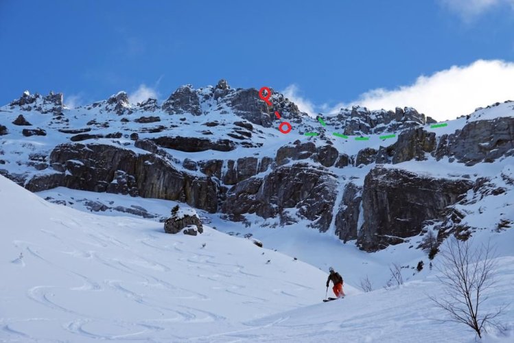 Le couloir caché, la pente, et la grande barre