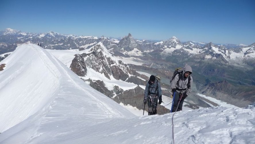 Arrivée au Lyskamm occidental