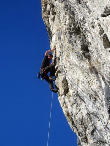 Un grimpeur dans la diagonale du Fou, 7b+