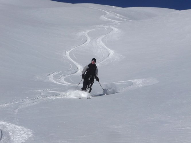 Descente de la Tête des Lindars, Flaine