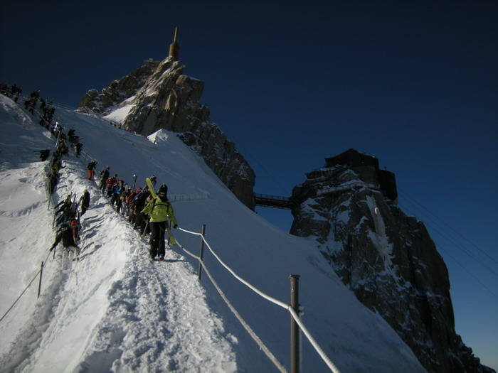 Départ de l'aiguille du Midi pour la Vallée Blanche