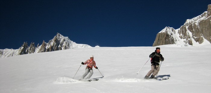 Personne sur la variante du Rognon à la Vallée Blanche, et une neige de rêve !