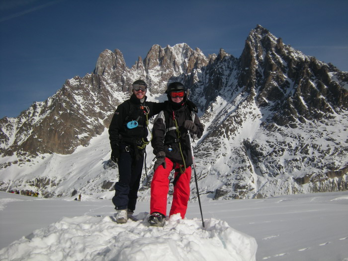 Heureux sur le plat du glacier du Tacul