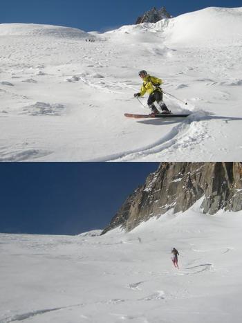 Premières traces dans le Rognon de la Vallée Blanche