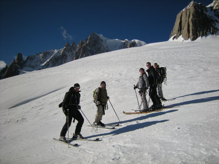 Le groupe au départ de la variante du Rognon à la Vallée Blanche