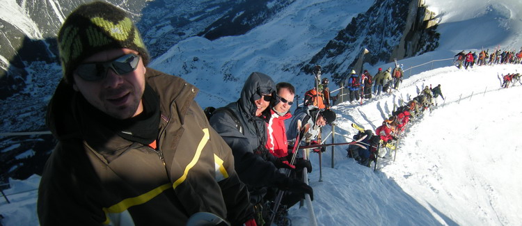 La descente de l'arête de l'aiguille du Midi