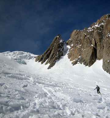 Neige profonde en Vallée Blanche, variante plus raide du Rognon