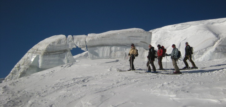 Dans la descente de la variante du Rognon à la Vallée Blanche