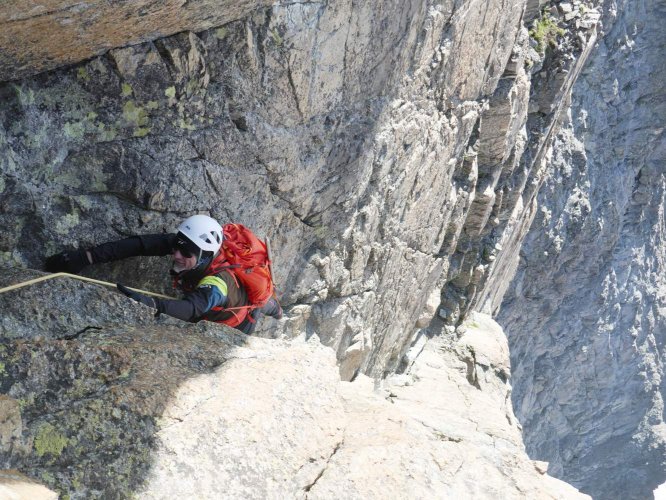 Le passage clé de l'arête SO de l'Evêque