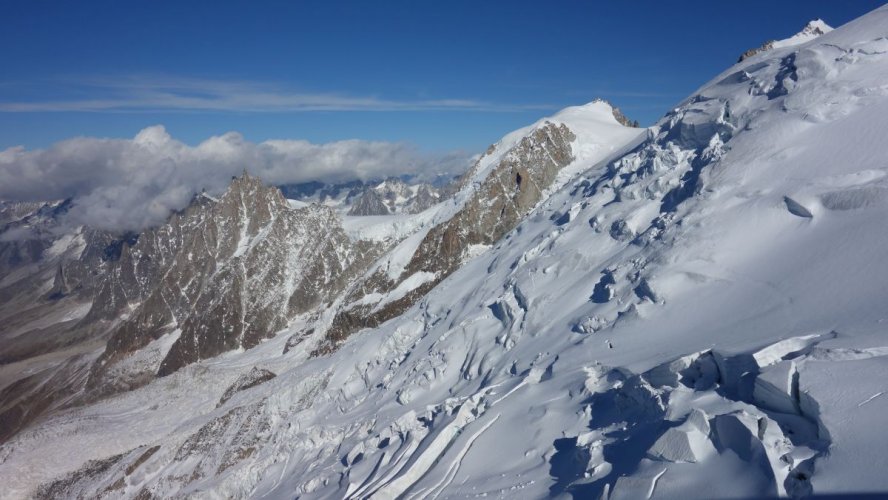 Les glaciers du Mont-Blanc depuis l'aiguille du Goûter