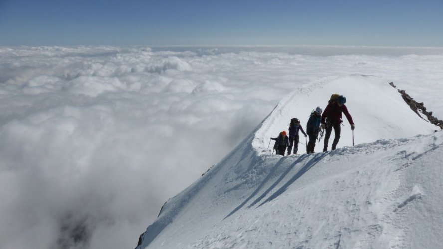 Arrivée au Weissmies en préparation