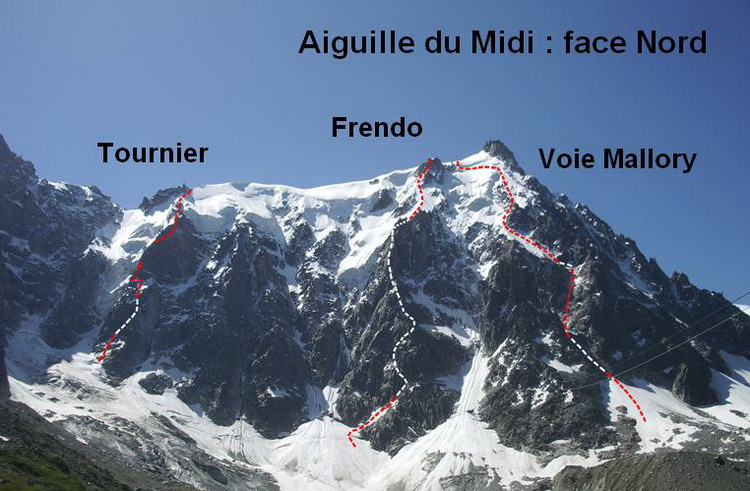 La face Nord de l'aiguille du Midi depuis le plan de l'aiguille