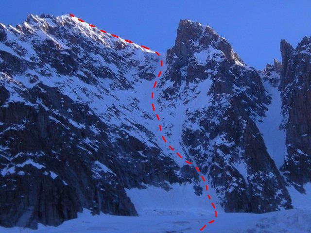 Le couloir Whymper à l'aiguille Verte en juin 2008