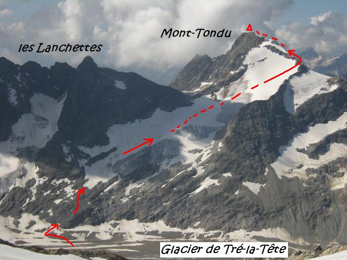 Topo du Mont-Tondu versant Tré-la-Tête