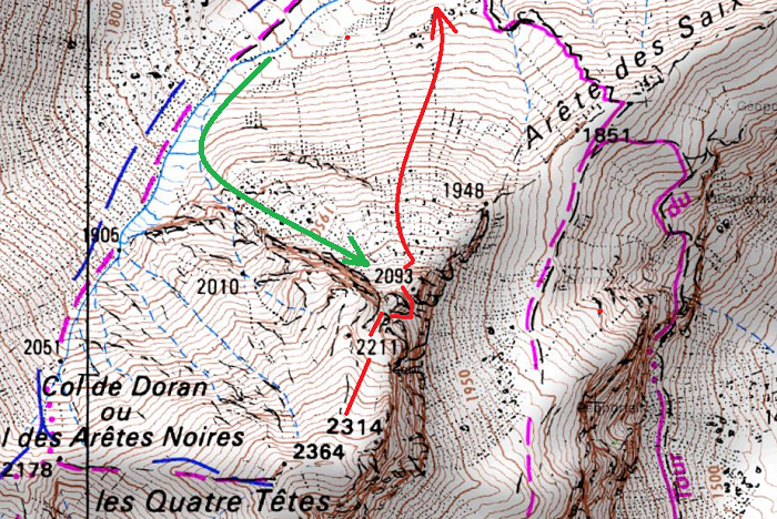 pentes nord des quatre têtes, carte institut géographique national