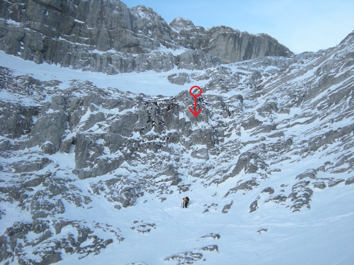 Le rappel de la barre infranchissable de la Tête du Colonney, face Nord