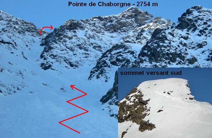 Couloir nord de la pointe de Chaborgne dans le massif du Mont-Blanc