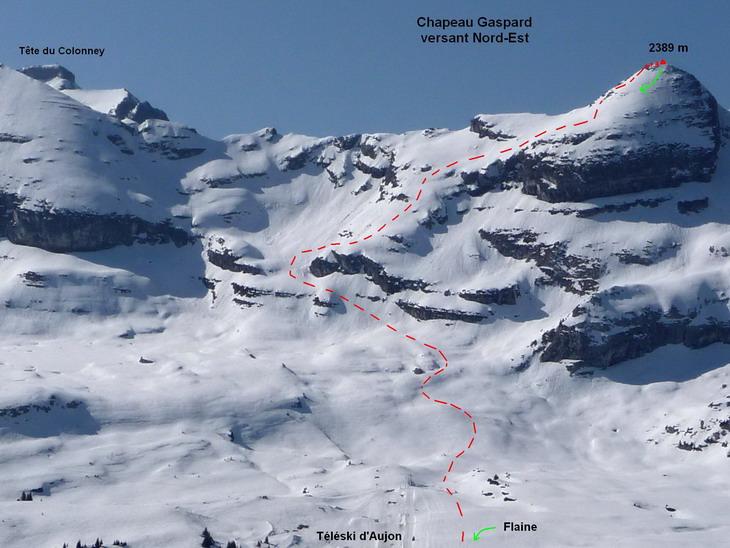 Itinéraire à ski de la face Nord-Est du Chapeau Gaspard depuis Flaine